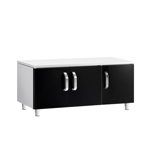 Base Cabinet - Stainless Steel - Mario 700 - 1200x620x587mm - Black doors - 3 doors - Series Mario 700