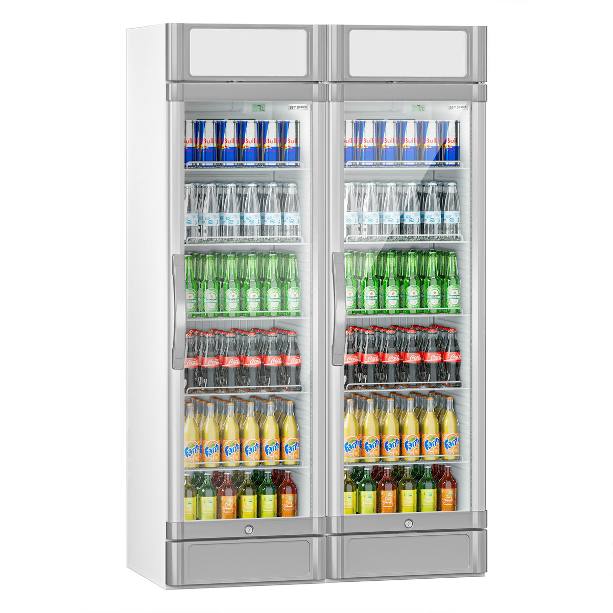 (2 kpl) Juomakaappi ECO - 1190 mm - 694 l - 2 lasiovea - LED-sisävalo