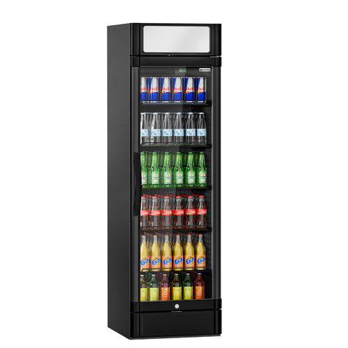 Juomakaappi ECO - 595 mm - 347 l - 1 lasiovi - LED-sisävalo - musta