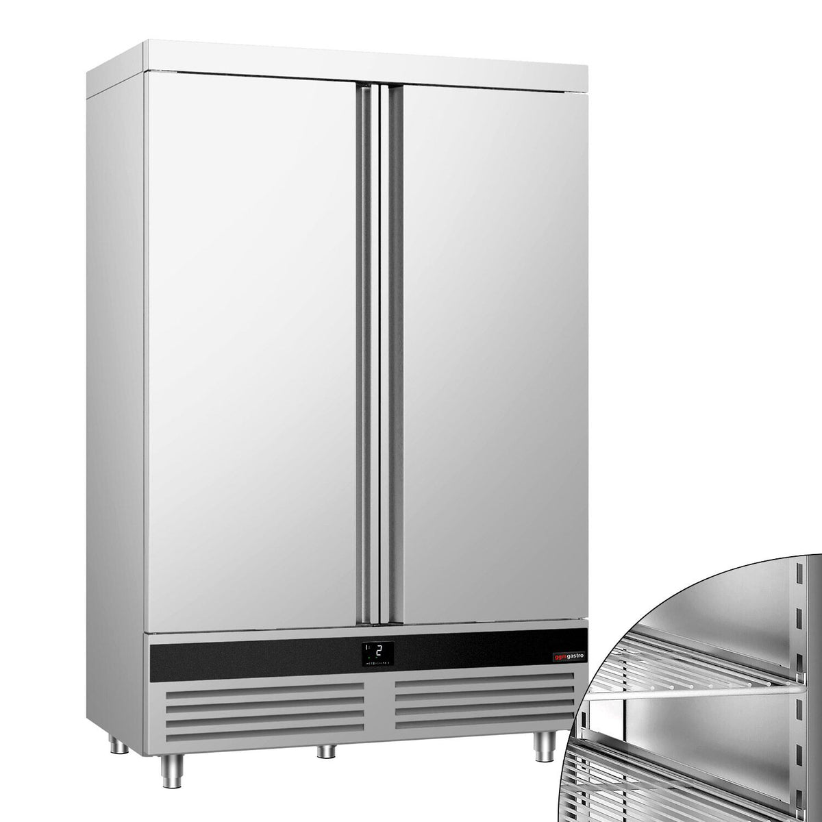 RST-kylmäkaappi PREMIUM - GN 2/1 - 1400 l - +2…+8 °C - mitat 2 ovea - LED-valaistus, digitaalinen termostaatti, automaattinen sulatus, kiertoilmajäähdytys, R290