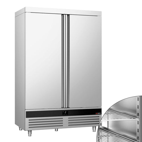 Commercial Upright Fridge Stainless steel PREMIUM - GN 2/1 - 1400L - with 2 doors