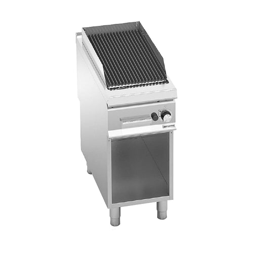 Commercial Gas Lava Rock Chargrill Paolo 900 - 400mm - Freestanding - with Leg Stand - 900mm Deep - Cast-Iron Cooking Grids - 9kW