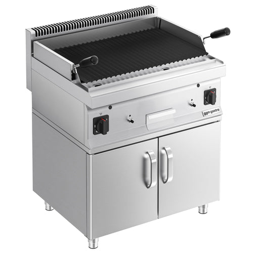 Laavakivigrilli (kaasu) - 14 kW - vapaasti seisova, alakaapilla - alakaapilla, 2 ovea - grilliritilä säädettävä