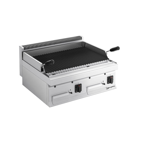 Laavakivigrilli (kaasu) - 14 kW - 800 mm - pöytämalli - syvyys 700 mm - grilliritilä säädettävä - Kaasugrilli MARIO 700