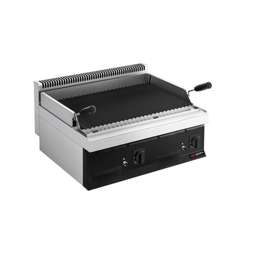 Laavakivigrilli (kaasu) - 14 kW - syvyys 700 mm - musta etupaneeli - pöytämalli
