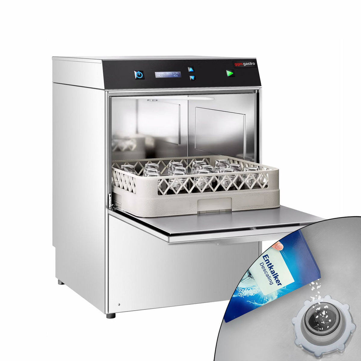 Double-skinned Compact Glasswasher - Digital - 2.97kW - with Integrated Water Softener - with Detergent & Rinse Aid Pumps