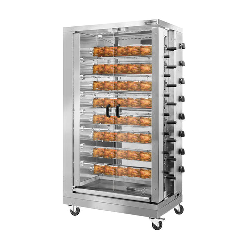 Kanavarrasgrilli - kaasu - 47,2 kW - 15 varrasta - enintään 90 kanaa varten