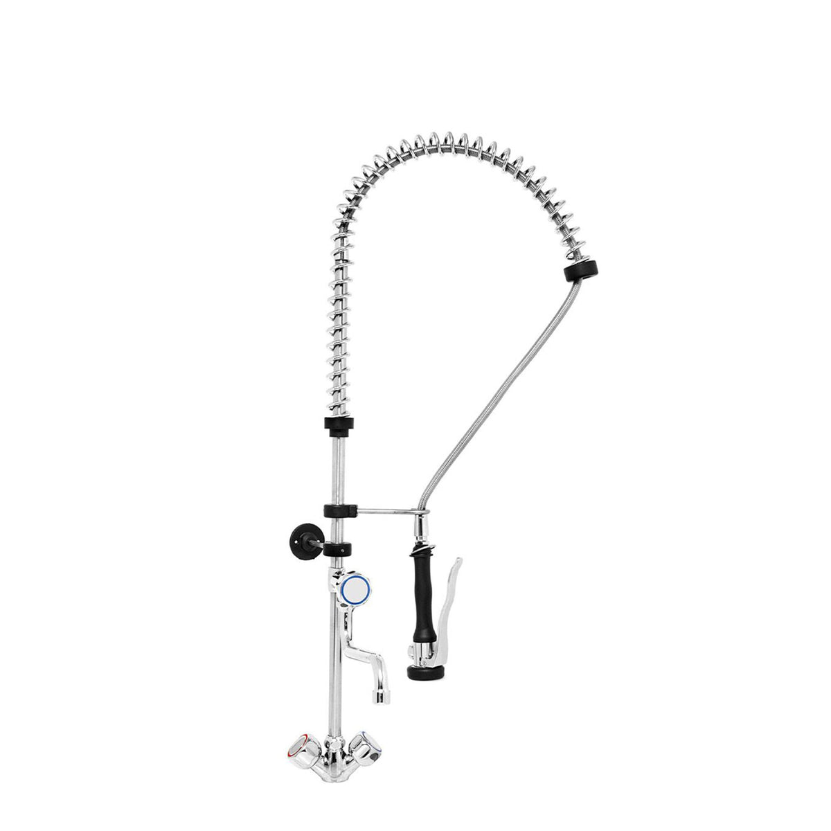Monobloc pre-rinse spray unit 6000 - deck-mounted - with twin levers, mixer tap, swivel spout, spray gun, flexible hose & wall bracket included - height 1070mm