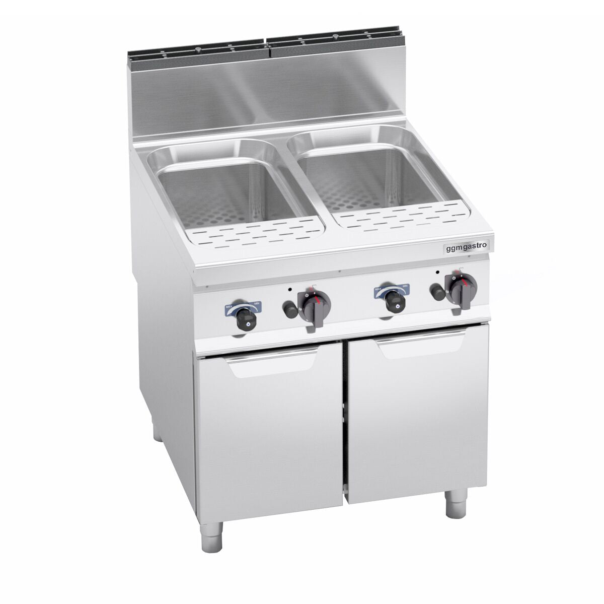 Commercial Gas Pasta Cooker - Twin Tank - Freestanding - 40+40L - 24kW - with Drain Tap