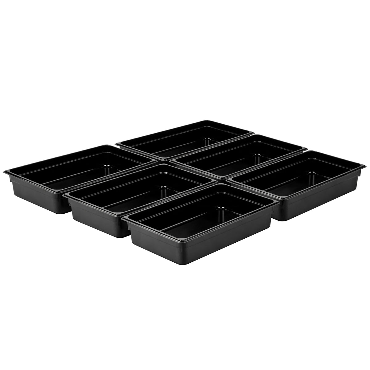(6 kpl) Polykarbonaatti GN‑astia GN 1/1 - musta - 13,0 l - 100 mm