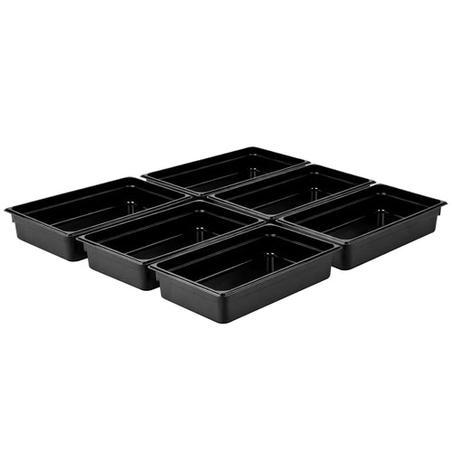 (6 kpl) Polykarbonaatti GN‑astia GN 1/1 - musta - 13,0 l - 100 mm