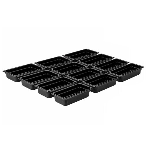 (12 kpl) Polykarbonaatti GN‑astia GN 1/3 - musta - 2,4 l - 65 mm