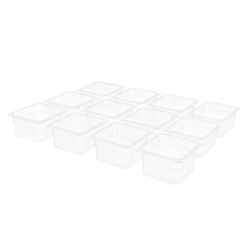 (12 pcs) Polycarbonate Container GN 1/6 - Clear - 1.5L - Depth: 100mm 