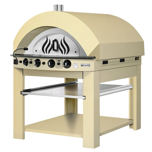 Kaasukäyttöinen pizzauuni - 9 x Ø30cm - enintään 400 °C - Manuaalinen - cremegelb - sis. alarunko