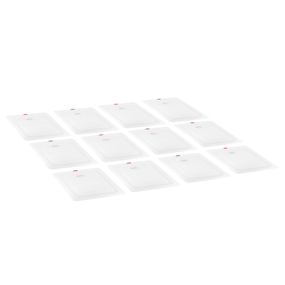 (12 kpl) Polypropeeni GN-kansi GN 1/2 - korkeus: 16 mm - 325x265 mm - maitomainen