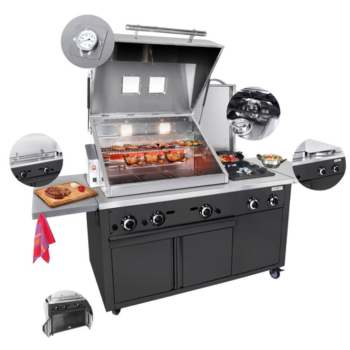 Commercial Gas Chargrill - 22.5kW - Freestanding - 850mm Deep - Black