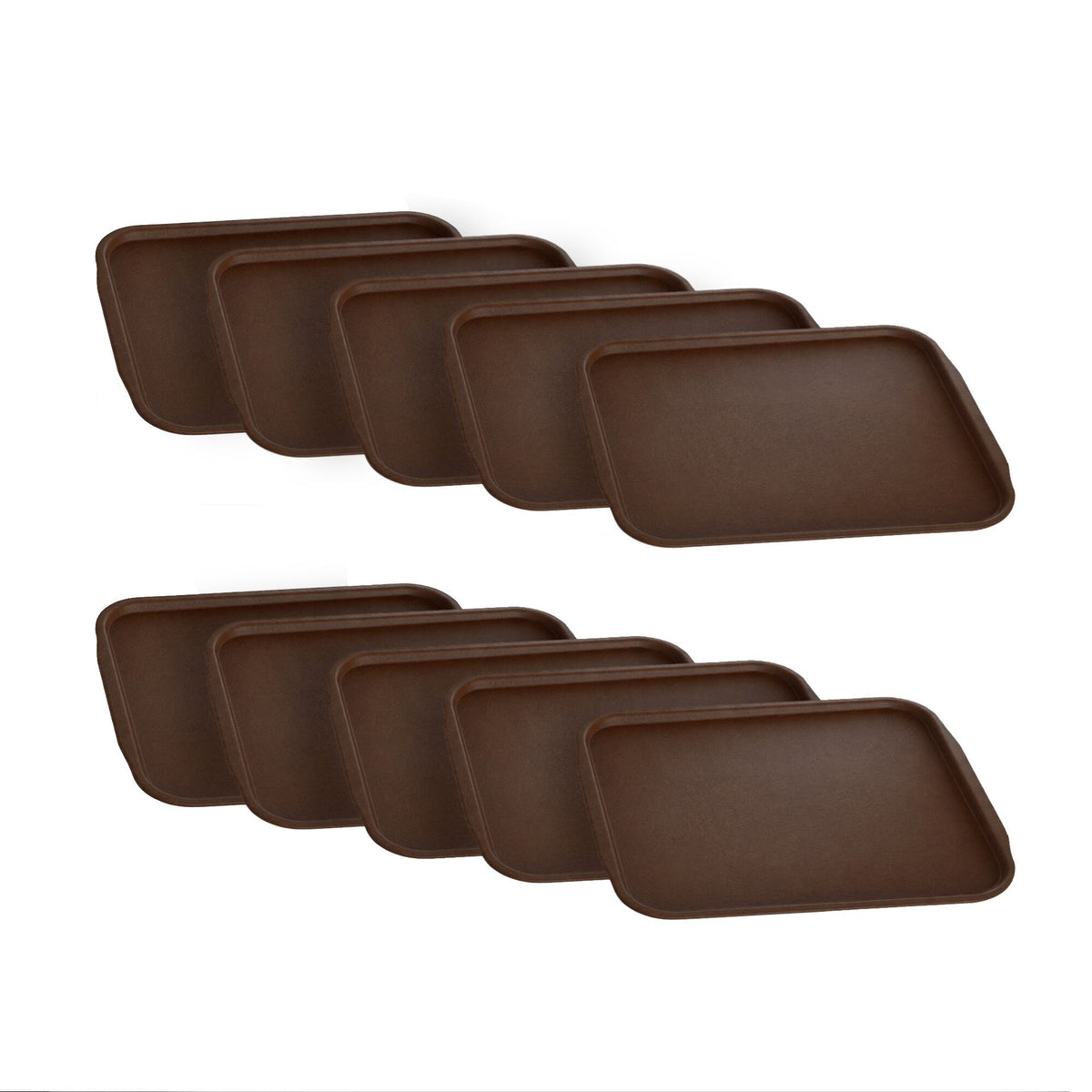 (10 kpl) Tarjotin - ABS-muovi - 440x320 mm - Korkeus: 20 mm - Ruskea - Liukumaton pinta