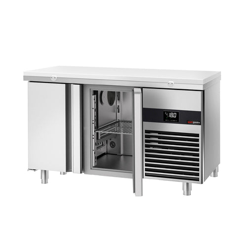 Pakastinpöytä PREMIUM - 1400x700 mm - 281 l - 2 ovea - sisältää leikkuulaudan valkoinen