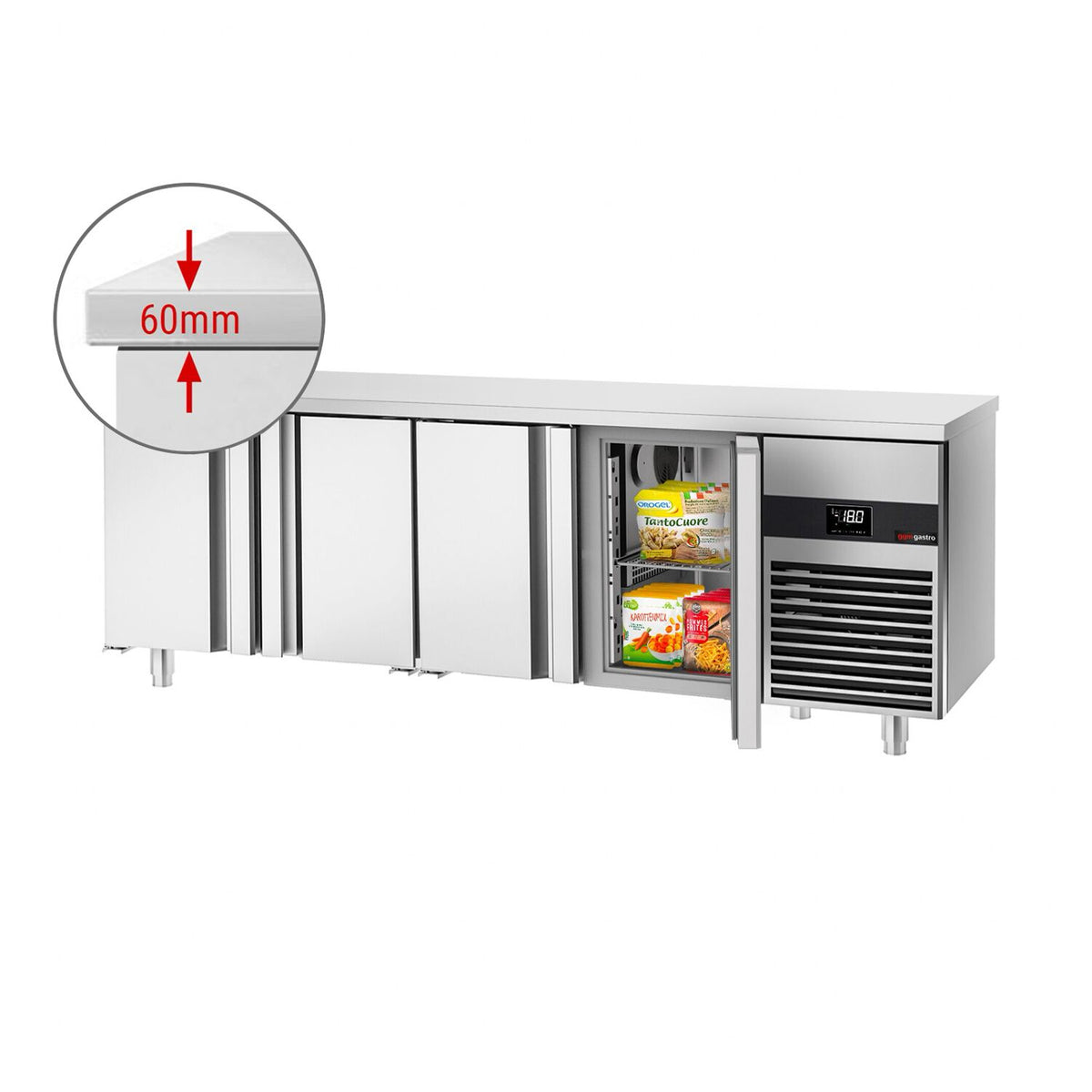 Pakastinpöytä PREMIUM - 2230x700 mm - 632 l - 4 ovea