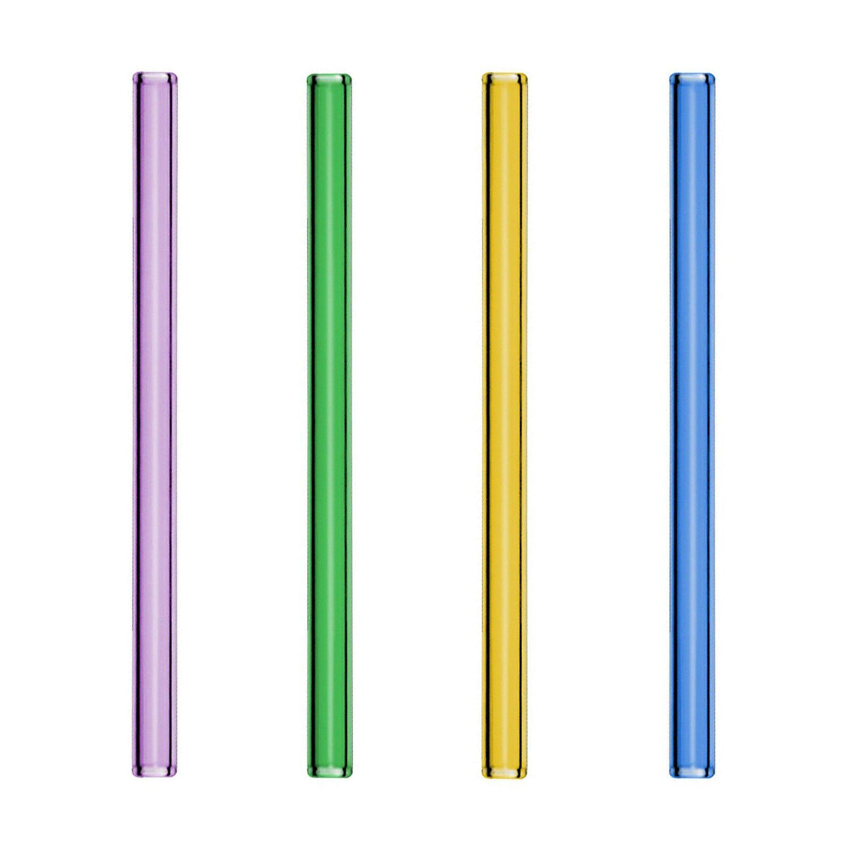 (48 pcs) Glass Drinking Straws - 200mm - ø 8mm - straight - 4 Colours - incl. 1 Nylon cleaning brush