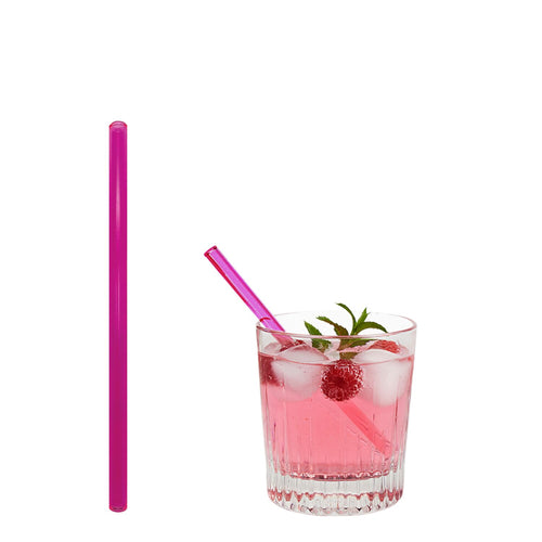 (50 kpl) Lasipillit - suora - 150 mm - ø 8 mm - neonpinkki - sis. 1 nylon puhdistusharjan