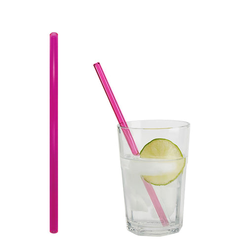 (50 kpl) Lasipillit - suora - 200 mm - ø 8 mm - neonpinkki - sis. 1 nylon puhdistusharjan
