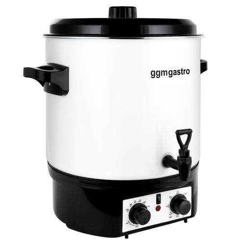 Catering Water Boiler & Mulled Wine Urn - 27L - 1.8kW - Adjustable Thermostat 30–110°C - White - with Dispensing Tap & Digital Timer - for Tea, Coffee & Mulled Wine