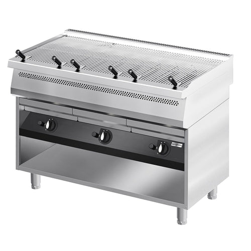 Commercial Gas Water Grill - 33kW - Freestanding - 700mm Deep - 3 Grill Grids - Cast-Iron Cooking Grids