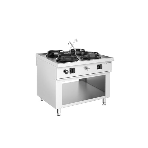 Wok-liesi - kaasu - 60 kW - 4 poltinta - saarekemalli - sisältää 2 vesihanaa