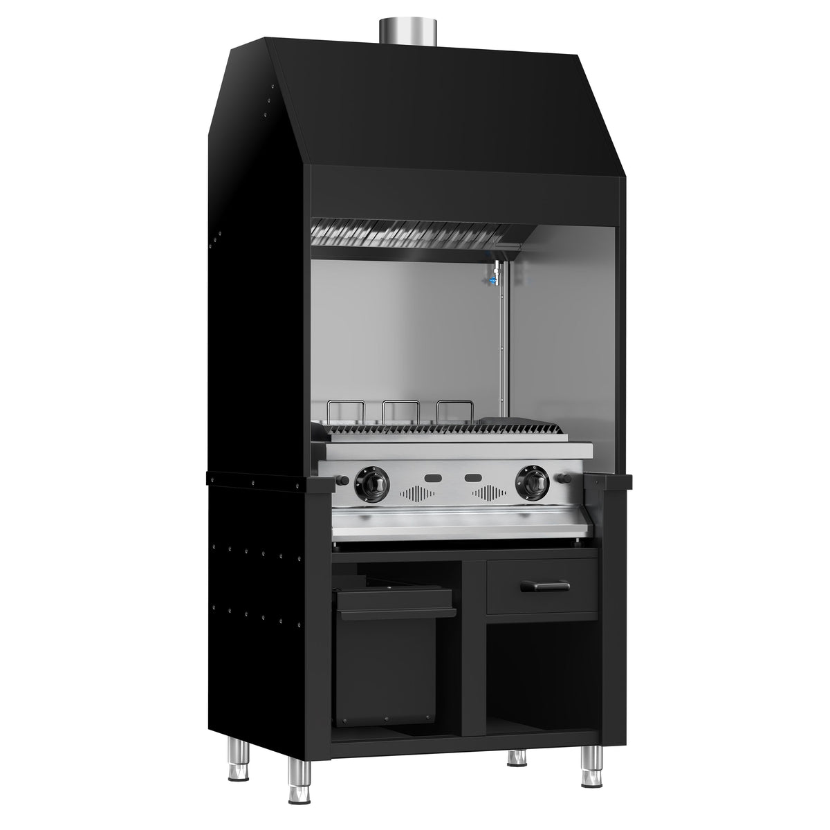 Kaasugrilli BERLIN - 14 kW - 960 mm - Valurautaritilä - musta