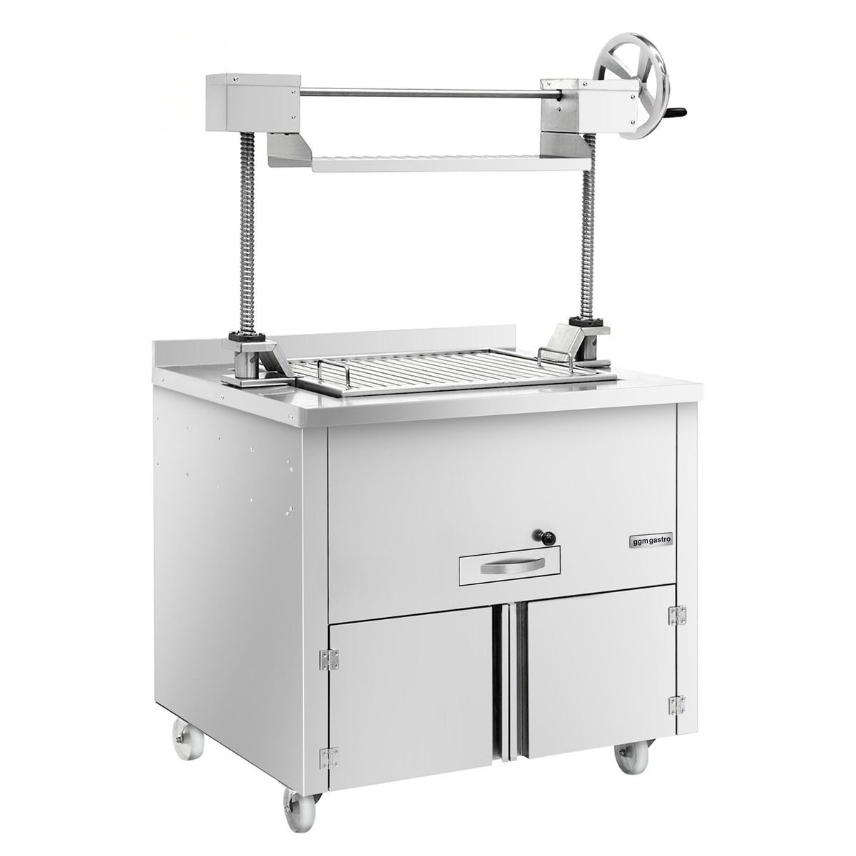 Hiiligrilli - 940 mm - nostomekanismilla ja 1 laatikko - 1 grilliritilä - Grilliritilä: 660x530 mm - Ruostumaton teräs