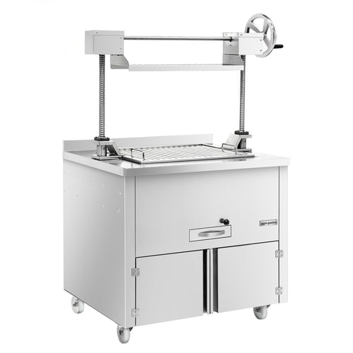 Hiiligrilli - 940 mm - nostomekanismilla ja 1 laatikko - 1 grilliritilä - Grilliritilä: 660x530 mm - Ruostumaton teräs