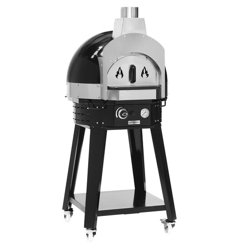 Kaasukäyttöinen pizzauuni -  2 × Ø 30 cm - enintään 400 °C - Manuaalinen - musta - sis. alarunko