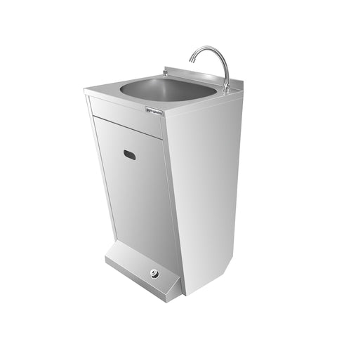 Commercial Hand Wash Sink - Stainless steel - with foot-operated tap, soap dispenser
