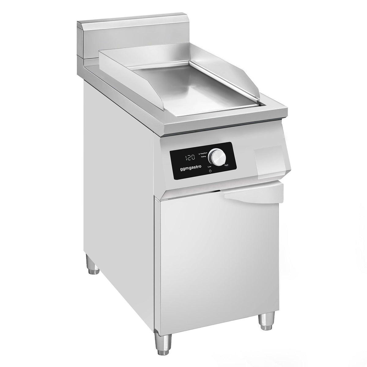 Commercial Induction Griddle - with Digital Controls - 5.0kW - Smooth Plate - with Cabinet Base - 1 Door