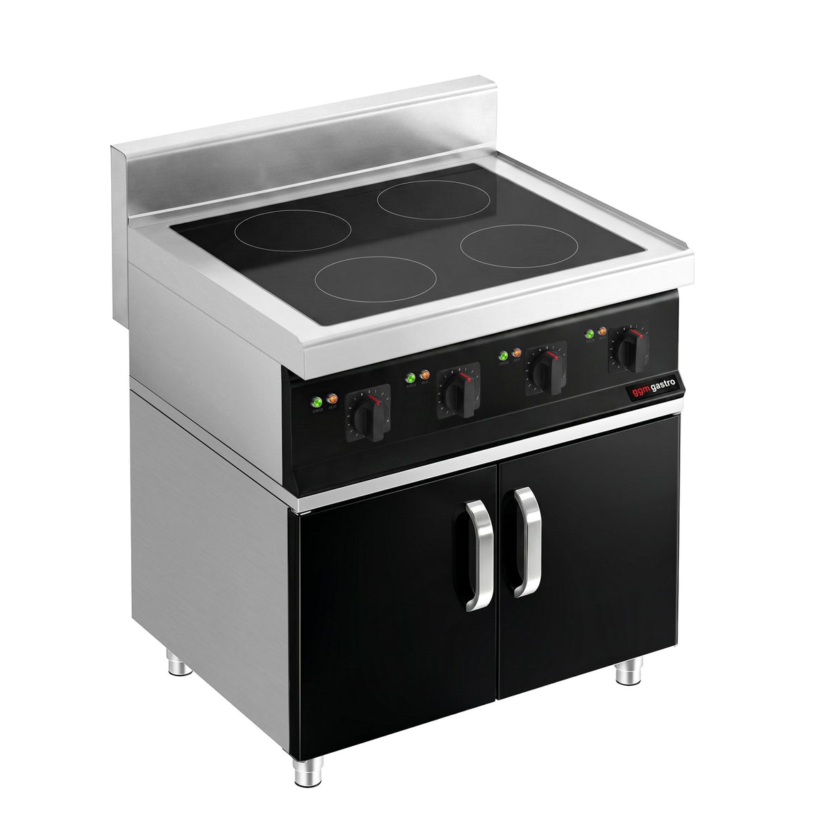 Induktiokeittotaso - 14 kW - 4 keittolevyä - sis. 2 ovella varustetun alusrakenteen.