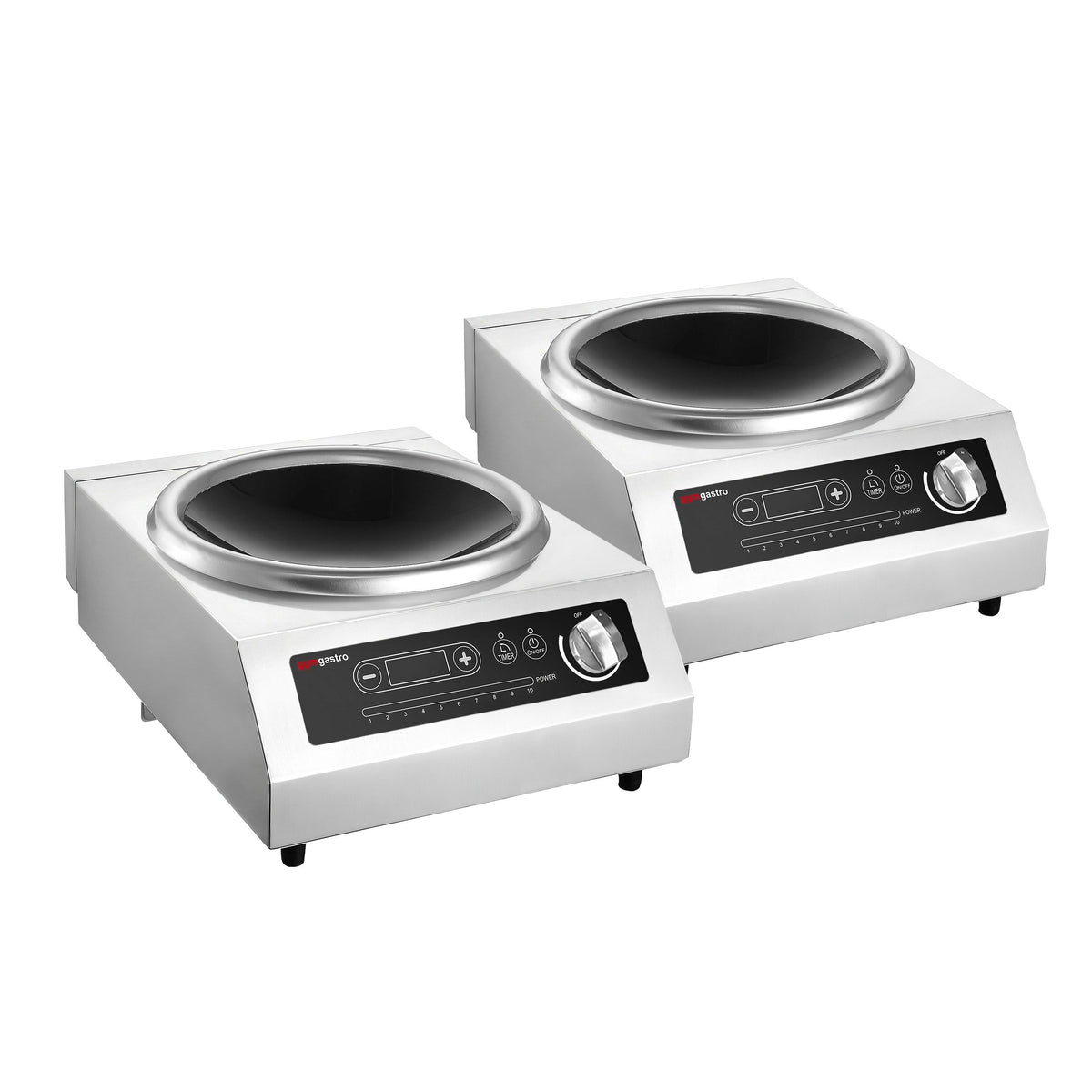 (2 kpl) Induktiowokki - 3,5 kW - 1 keittoaluetta - Ø 460 mm - sisältää wokkipannun