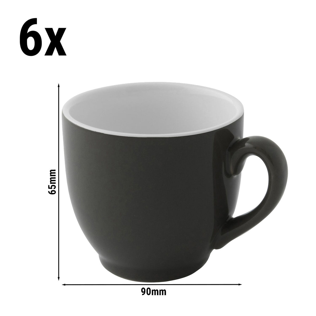 (6 kpl) Kahvikuppi - 140 ml - Harmaa