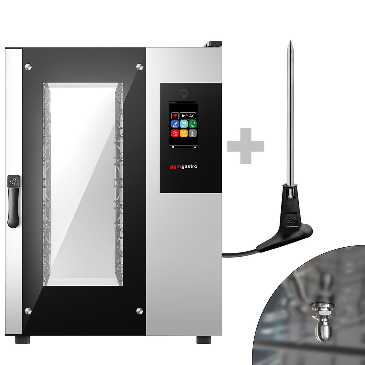 Commercial Electric Combi Oven - Touchscreen Controls - 10x GN 1/1 - incl. Automatic washing system, Core temperature probe, HACCP monitoring, USB
