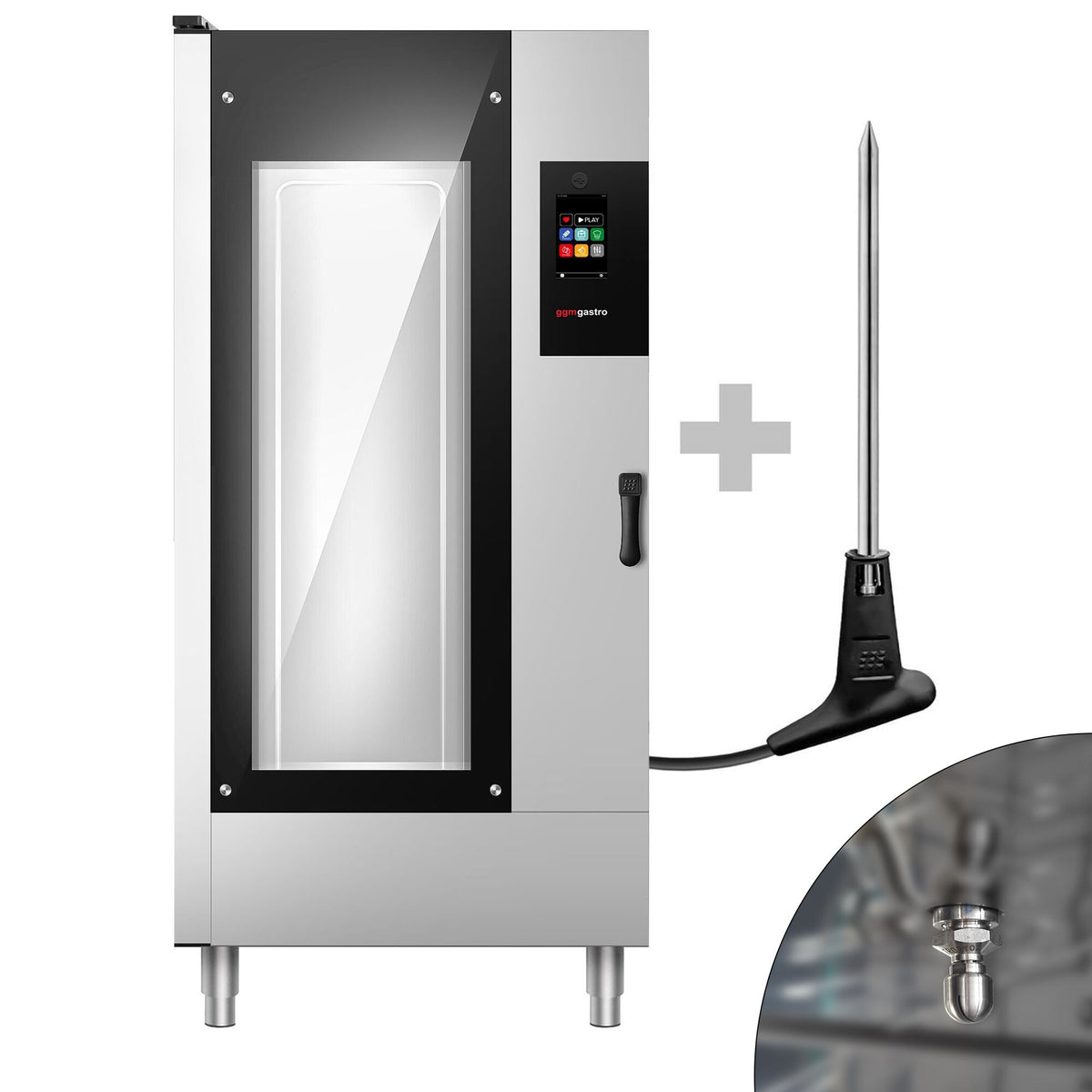 Commercial Electric Combi Oven - Touchscreen Controls - 20x GN 1/1 - incl. Automatic washing system, Core temperature probe & Trolley