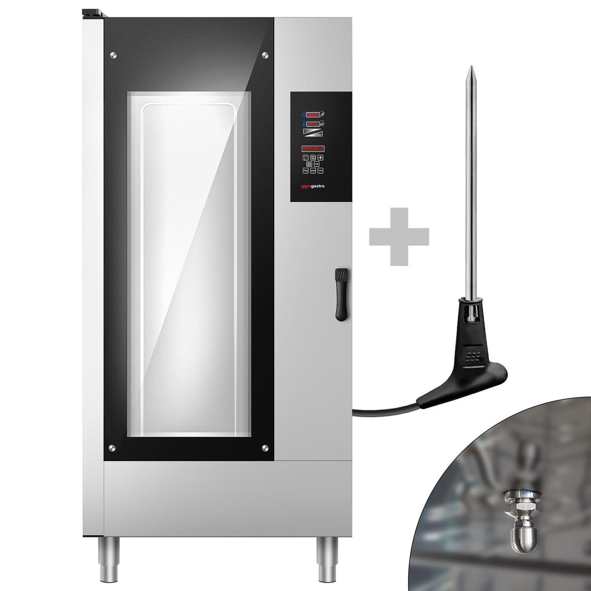 Commercial Electric Combi Oven- Digital Controls - 20x GN 1/1 - incl. Automatic washing system, Core temperature probe & Trolley
