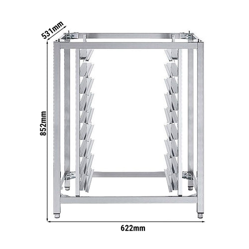Kombiuunin alataso - 622x531 mm; 852 mm; 9x GN 1/1 tai EN 600x400 - ruostumaton teräs - yhteensopiva: KB523, BB443 - sis. Blechhalter 9x GN 1/1:lle