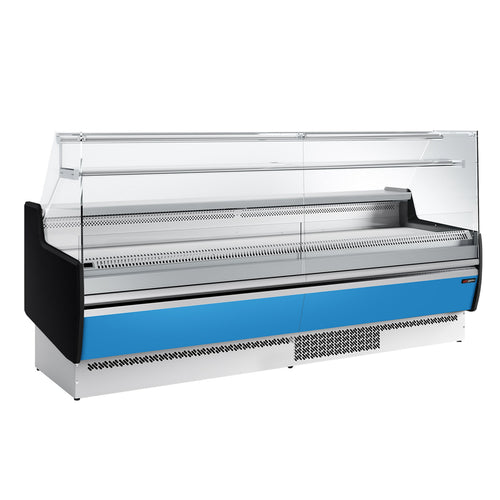 Kylmätiski - 2560x953 mm - 282 l - Väri hellansininen - 4 ovea - 1 hyllyä - etulasi Suora