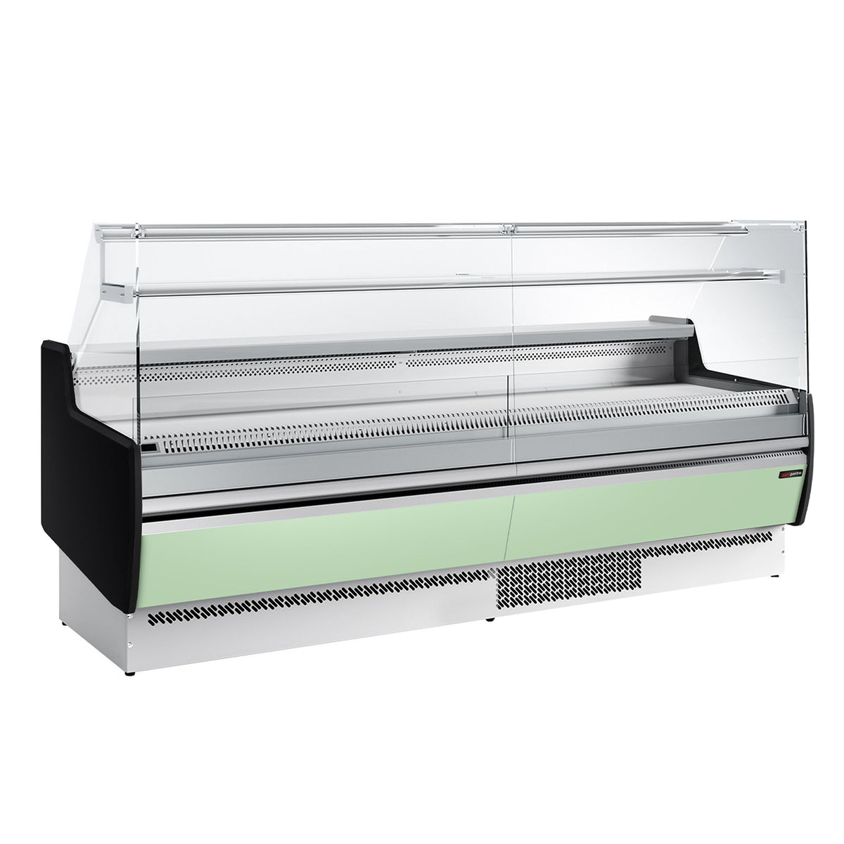 Kylmätiski - 2560x953 mm - 282 l - Väri hellenvihreä - 4 ovea - 1 hyllyä - etulasi Suora