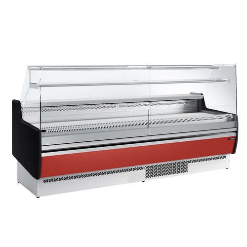 Kylmätiski - 2560x953 mm - 282 l - Etupaneeli punainen - 4 ovea - 1 hyllyä - etulasi Suora