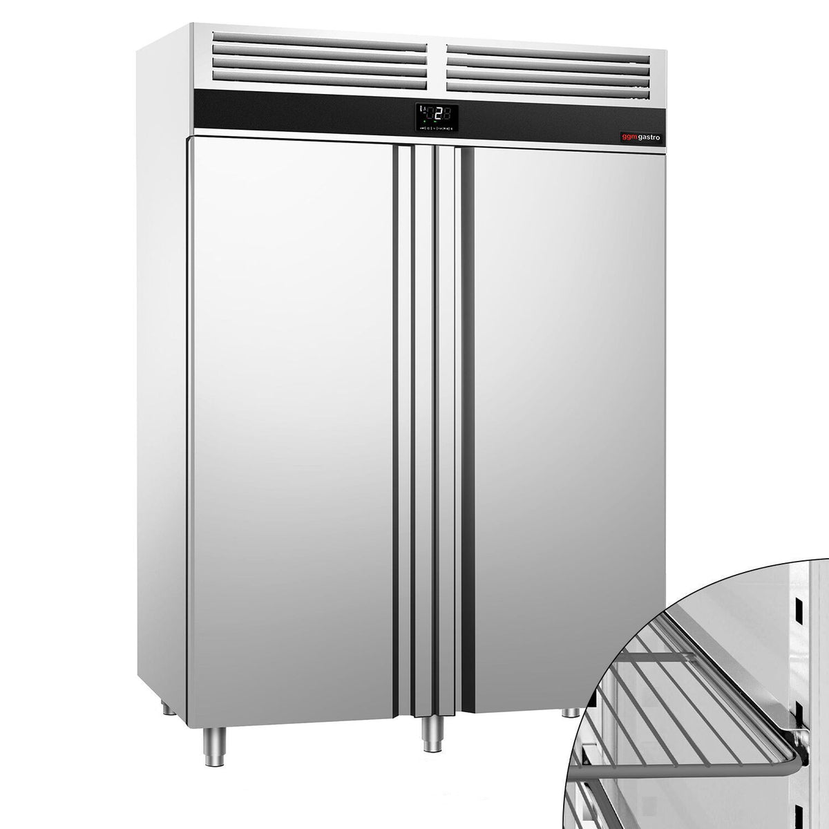 Commercial Upright Fridge Stainless steel PREMIUM - 1400L - with 2 doors