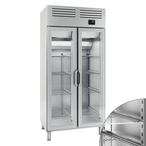 RST-kylmäkaappi PREMIUM PLUS - GN 1/1 - 974 mm - 745 l - +2…+6 °C - mitat 2 lasiovea - LED-valaistus, kiertoilmajäähdytys, digitaalinen termostaatti, automaattinen sulatus, R290, lukittava