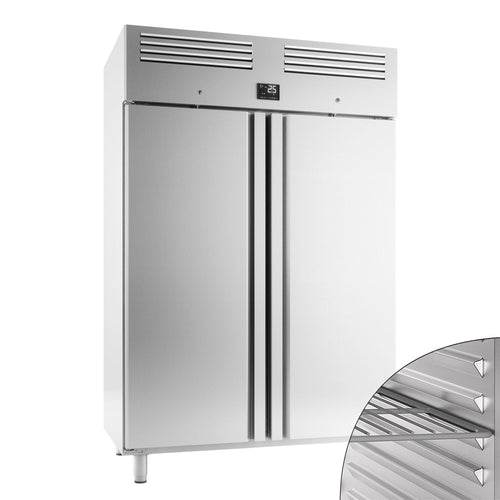 RST-kylmäkaappi PREMIUM PLUS - GN 2/1 - 1385 mm - 1240 l - +2…+8 °C - mitat 2 ovea - LED-valaistus, kiertoilmajäähdytys, automaattinen sulatus, digitaalinen termostaatti, lukittava, R290