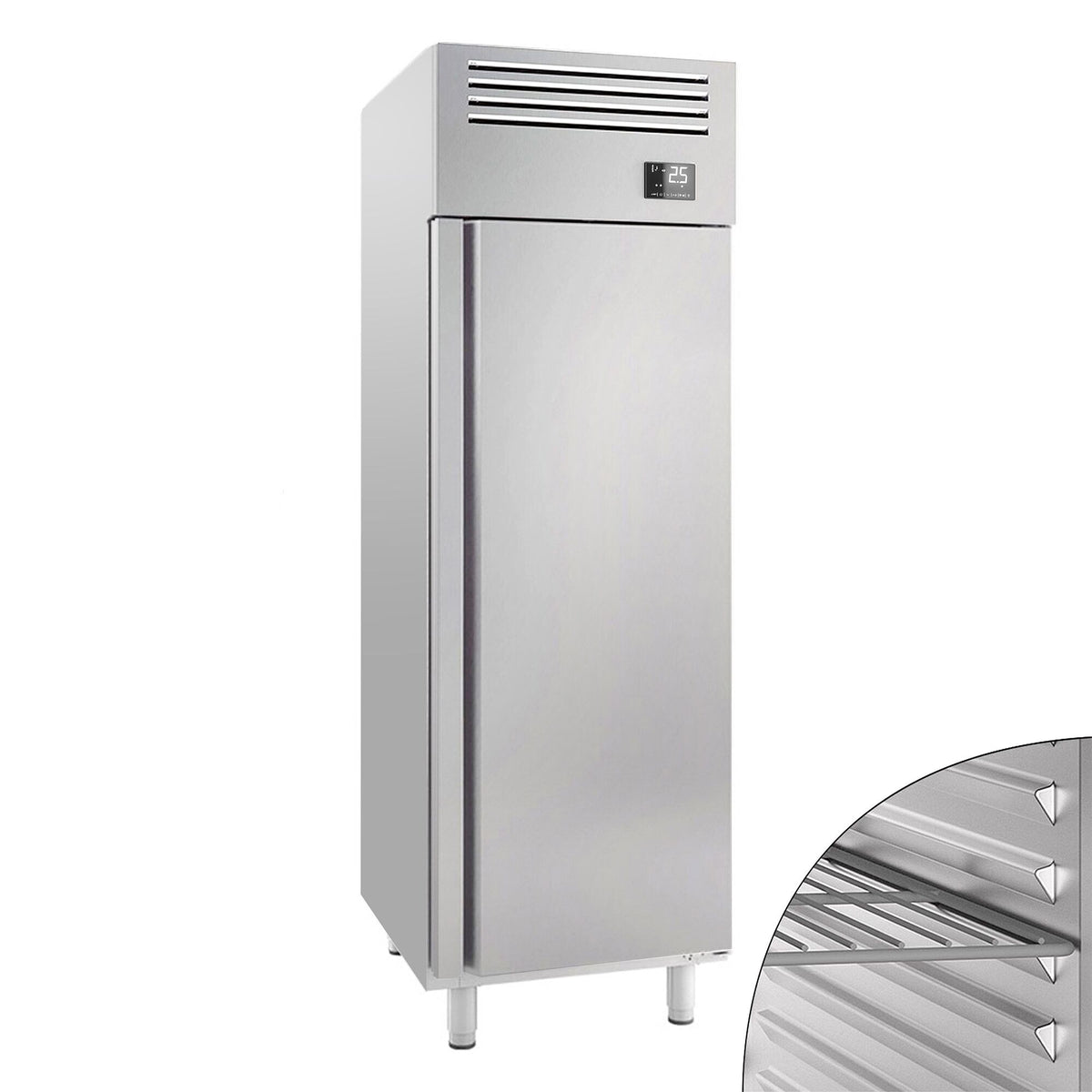 Commercial Upright Fridge Stainless steel PREMIUM PLUS - GN 2/1 - 560L - with 1 door