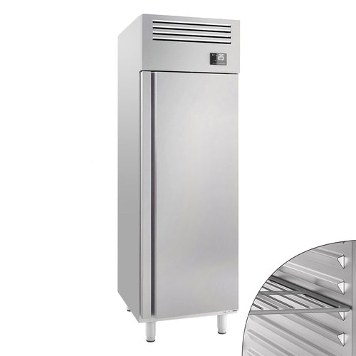 RST-kylmäkaappi PREMIUM PLUS - GN 2/1 - 687 mm - 560 l - +2…+8 °C - mitat 1 ovi - LED-valaistus, kiertoilmajäähdytys, automaattinen sulatus, digitaalinen termostaatti, R290, lukittava